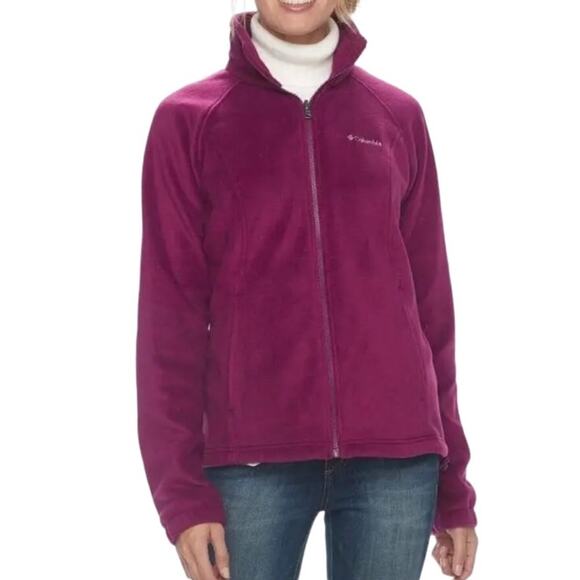 COLUMBIA Pile Fleece Jacket Women XL Purple Full Zip Gorpcore Outdoor Travel Y2K - Picture 1 of 11